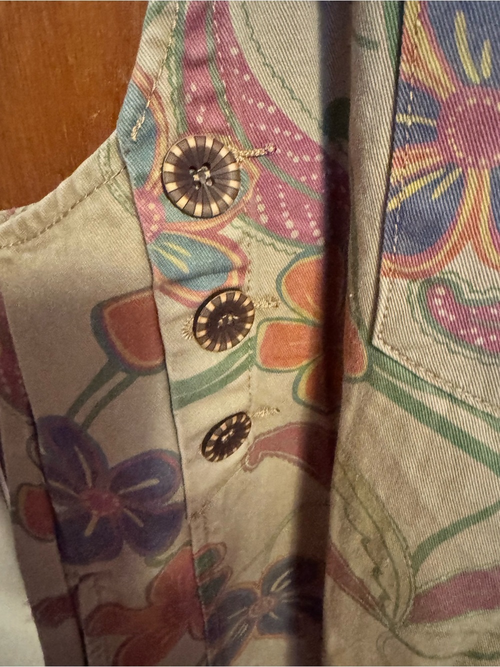 Floral Print Overall in Tan with Multicolor Flowers - Picture 4 of 9